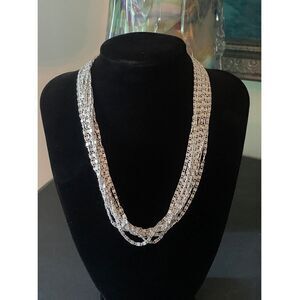 Sarah Coventry 8-strand Necklace, in Silver tone, Stamped
